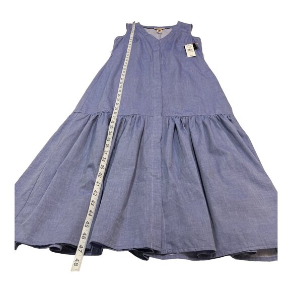 52Seven Dress Womens S Blue Cotton Button Down Chambray Tiered Maxi Western - Picture 5 of 9